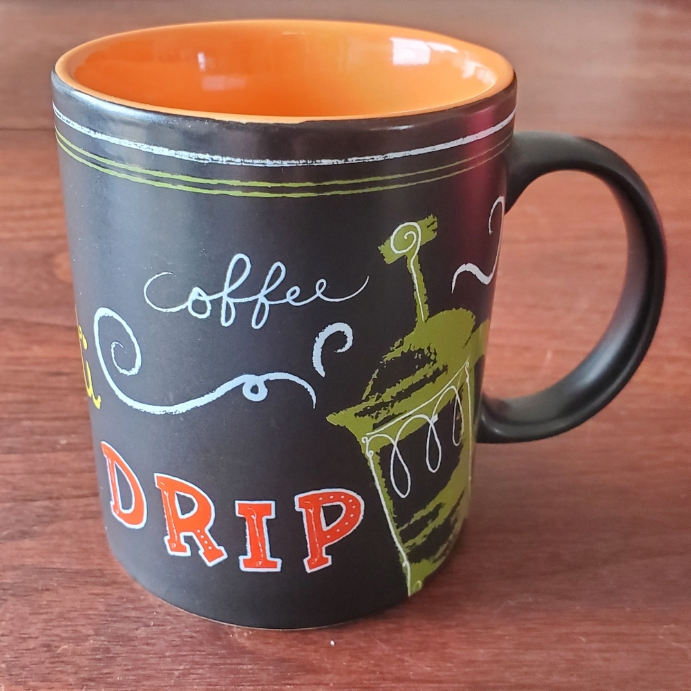 Starbucks Coffee Mug Cup “Brew Drip Venti” Black with Orange Interior 12 fl oz